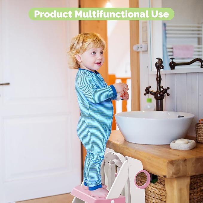 COOSEYA Toilet Seat, Potty Training Seat for Toddler, Upgraded 2-in-1 Potty Toilet Training for Boys and Girls, Waterproof Cushioned Mat with Non-Slip Step Stool