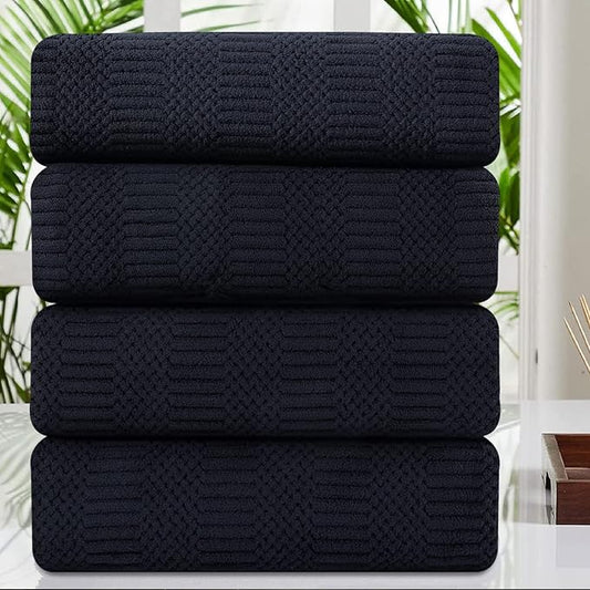 4 Pcs Black Large Bath Sheets 35"x70" Extra Large Bath Towels Oversized Jumbo Towel Set Soft Highly Absorbent Bathroom Towels Quick Dry Beach Chair Towels for Hotel and Spa