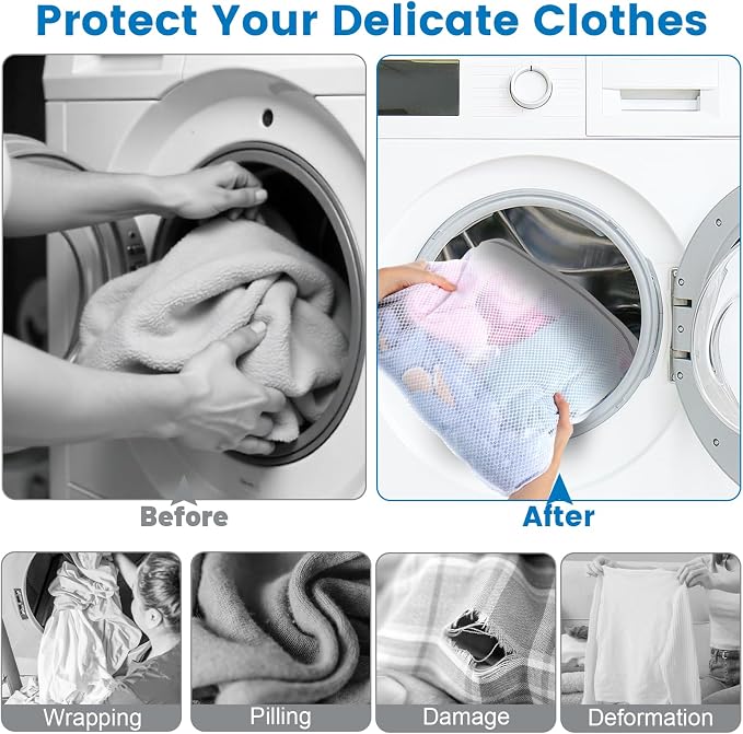2 Pack XX-Large Mesh Laundry Bags for Delicates, 24 x 32 Inches | 120gsm Honeycomb Mesh, Protect Delicates, Sturdy Zipper, Reusable, Washer & Dryer Safe, For College, Dorm, Home and Travel