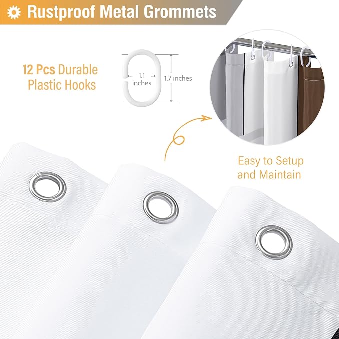 72 x 78 Long Modern Geometric Waterproof Fabric Shower Curtain, Brown | Tall Size, Premium Polyester, Weighted Hem, 12 Plastic Hook, Vibrant Color, Wrinkle-resistant, Quick-Dry, Machine Washable