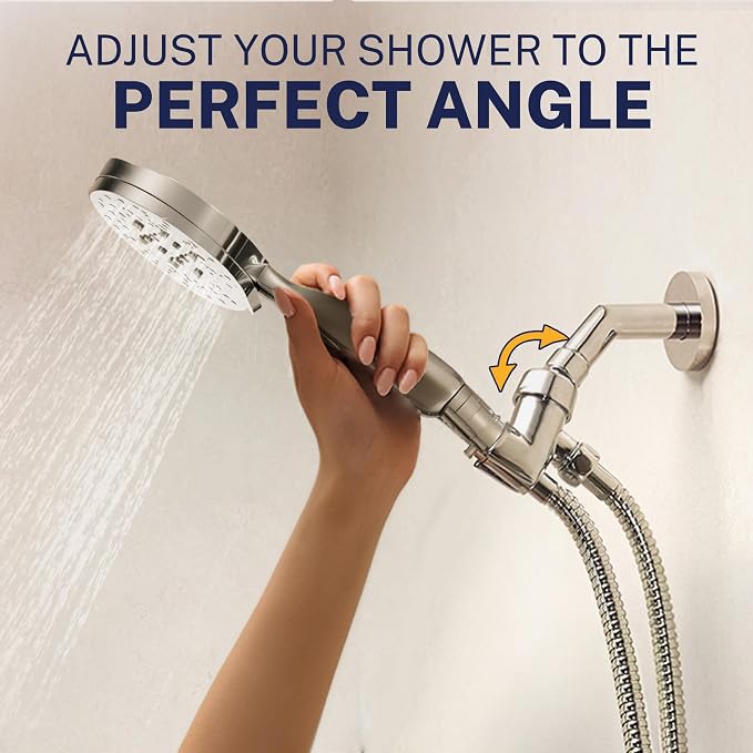 HammerHead Showers® Solid Metal 3-Spray Handheld Shower Head with Extra Long Hose and Shutoff Valve – Chrome - Perfect Dog Shower Head Attachment with 3 High Pressure Sprays - 2.5 GPM