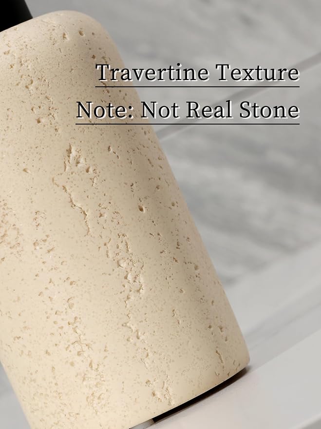 2 PCS Hand Soap Dispenser Set,13.53 OZ,Faux Travertine,Yellow | Modern,Refillable Empty Bottle Pump For Hand Dish Soap,Shampoo and Conditioner,Lotion Jar,for Bathroom Countertop Kitchen