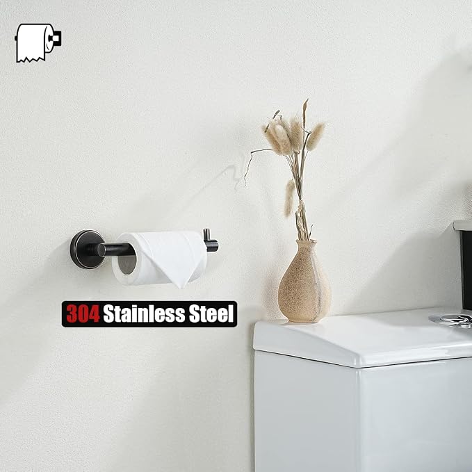 JQK Toilet Paper Holder Oil Rubbed Bronze, 5 Inch 304 Stainless Steel Thick 0.8mm Tissue Paper Dispenser for Bathroom, Hold Mega Rolls Wall Mount 2 Pack, TPH100-ORB-P2