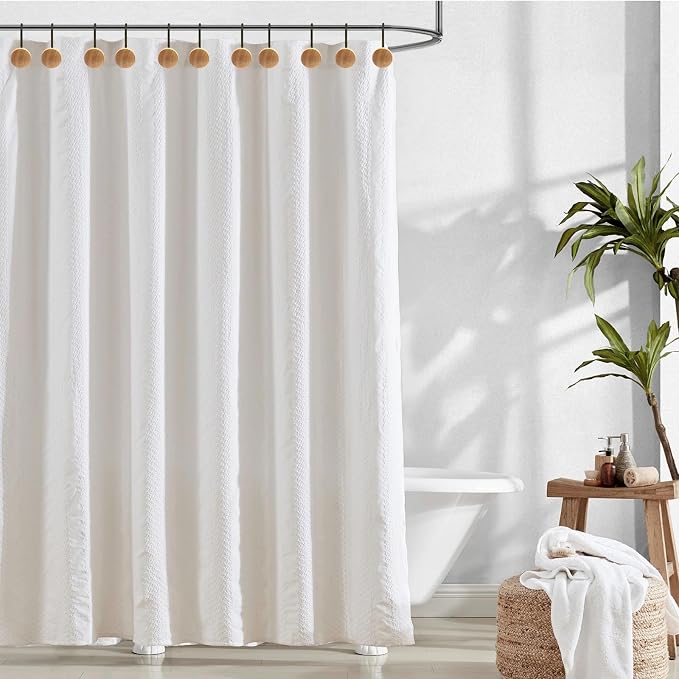 Shower Curtain Hooks, Wood Decorative Shower Curtain Rings, Modern Round Log Shower Curtain Hangers, 12PCS Shower Hooks for Shower Curtain Rod, Bedroom, Living Room (Black 1)
