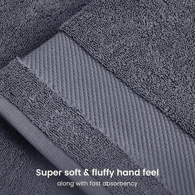 100% Organic Cotton 700 GSM Plush Bath Towels 30" x 58" GOTS Certified - Charcoal, Pack of 2