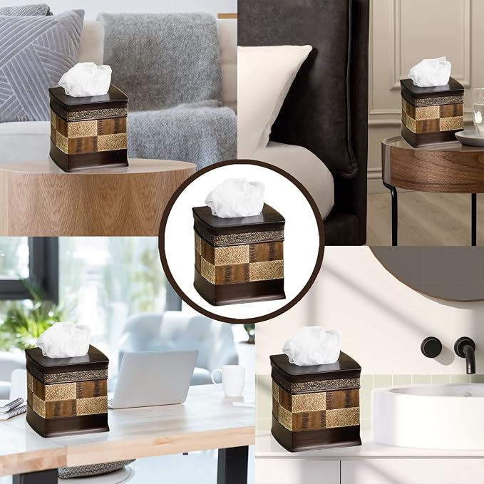 Resin Tissue Box Cover for Modern Home Decor - Minimalist Square Tissue Box Holder for Guest Room, Bedroom, Bathroom, Tabletop & Office - Durable and Aesthetic Tissue Holder, Zambia