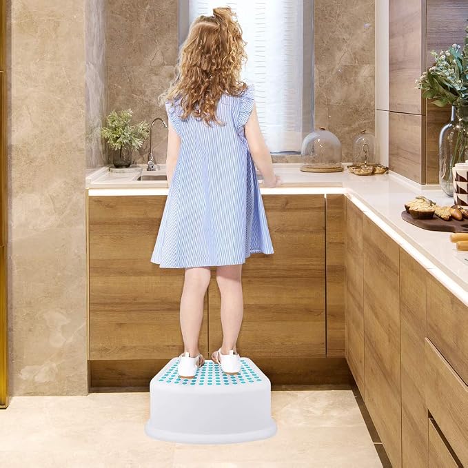 Step Stool for Kids (2 Pack), Toddlers Stool for Potty Training, Bathroom, Kitchen, Bedroom, Toy Room and Living Room. Toilet Stools with Soft Anti-Slip Grips for Safety, Stackable (Blue)