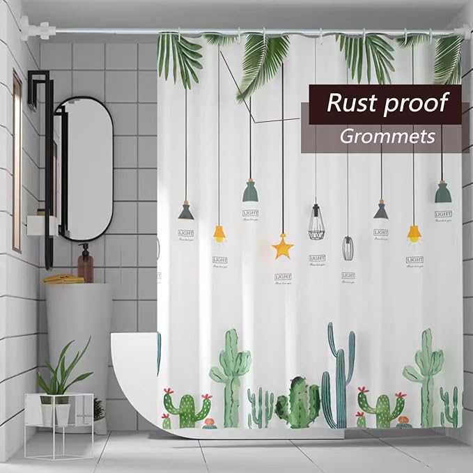 TIKABC Shower Curtain Liner, 4G PEVA Banana Leaves Shower Liner, Plastic Waterproof Shower Curtains, 72x72 inch with Grommet Holes 3 Magnetic Weights