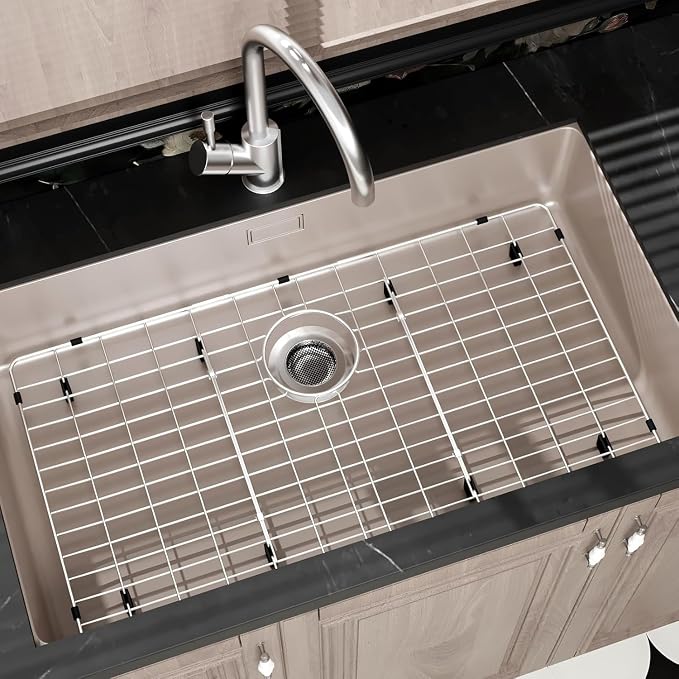 Sink Protectors for Kitchen Sink, Rust-Resistant Grid Rack for Sink Bottom, Scratch Prevention, Drainage Support,Stainless Steel,27-9/16 * 14-9/16 inch