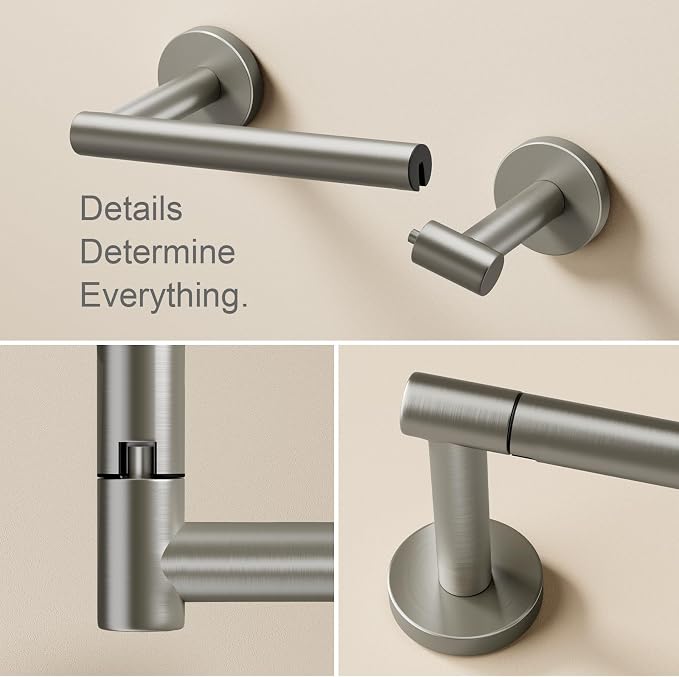POKIM Brushed Nickel Toilet Paper Holder, Stainless Steel Double Post Pivoting Wall Mount Holder, Fits Mega Large/Jumbo Rolls, Commercial Bathroom Tissue Dispenser for Home & Commercial Use