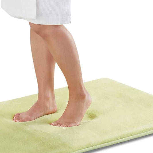 Memory Foam Bath Mat Non Slip Absorbent Super Cozy Velvet Bathroom Rug Carpet (17 inches X 24 inches, Lime)