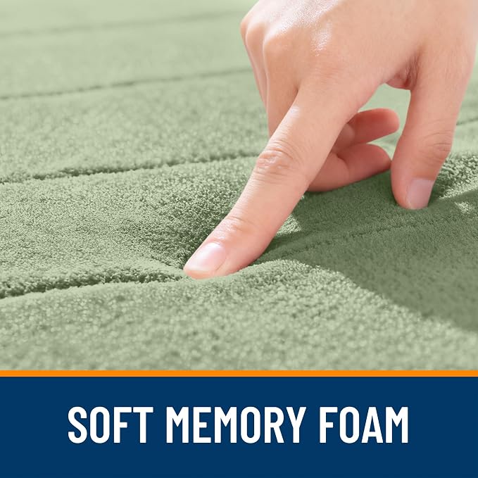 OLANLY Memory Foam Bath Mat 24x16, Super Soft and Absorbent Bathroom Rugs | Sage Green, Quick Dry Bath Rug, Machine Washable Shower Floor Mats, Bathmat Carpet for Bathroom Floor, Tub and Shower