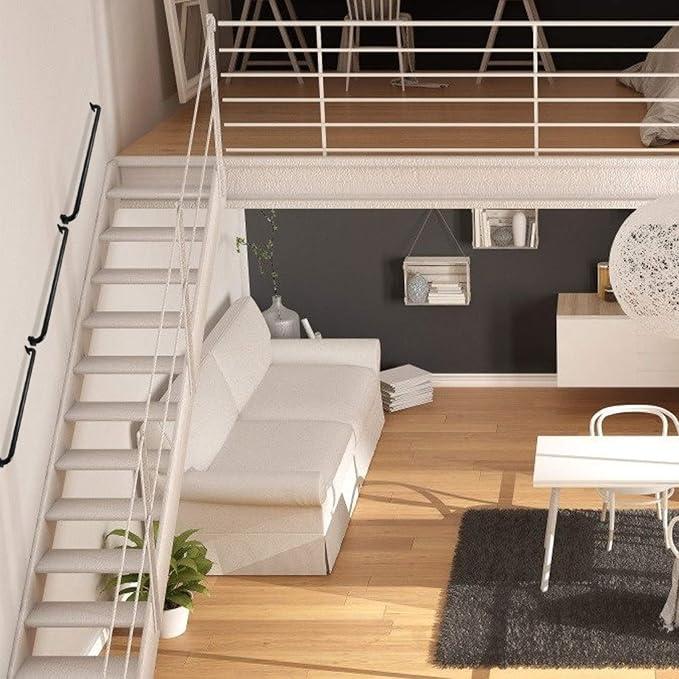 36 Inch Black Metal Stairs Railing Indoor, Industrial Pipe Staircase Handrail - Wall Mount Hand Rails for Outdoor Steps, Banister Deck Rail, Safety Grab Bar for Senior or Disabled