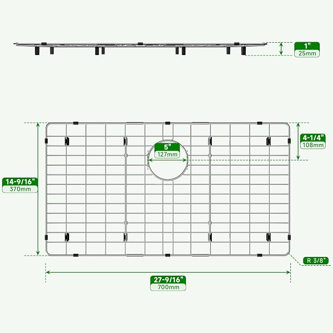 27-9/16" x 14-9/16" Sink Protectors for Kitchen Sink | Rust Resistant Stainless Steel Kitchen Sink Grid and Sink Protectors, Sink Rack for Bottom of Sink with Sink Strainers