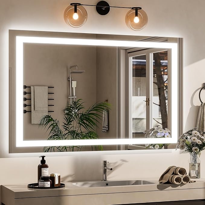 Large LED Bathroom Mirror 30 x 55 Inch 3 Color Adjustable Modes | Lighted Smart Bathroom Vanity Mirror, Anti-fog, Memory Function, Tempered Glass, Wall Mounted Horizontally Vertically