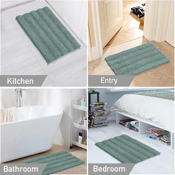 Turquoize Chenille Bath Rugs Shaggy Bathroom Rugs Non Slip Bath Rugs for Bathroom 20 x 32 Duckshell Blue Bath Rug Extra Soft and Absorbent Area Rug, 20"x 32", Duckshell Blue