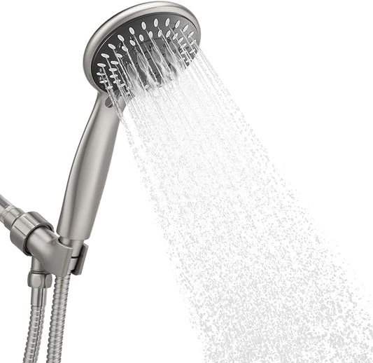 Handheld Shower Head High Pressure 5-Settings with Hose, Matte Black | Powerful Water Spray, Against Low Pressure Water Flow, 59 Inch Stainless Hose, Adjustable Mount