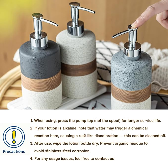 Ceramic Dish Soap Dispensers Set of 2 for Kitchen and Bathroom | Hand Soap and Lotion Dispenser Set, Shampoo and Conditioner Bottles | with Stainless Steel Pump, Silicone Funnel, Tray, Black