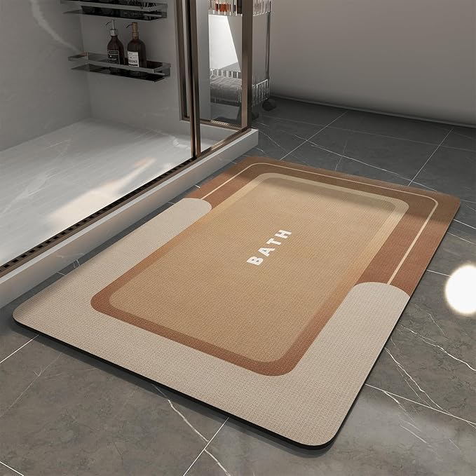 MontVoo-Bath Mat-Bath Rug Non Slip Super Absorbent Stain Resistant Quick Dry Thin Bathroom Rug-Bath Mats for Bathroom Floor Bathtub Vanity-Bathmat Bath Rug Easy Care 17"x27" Brown