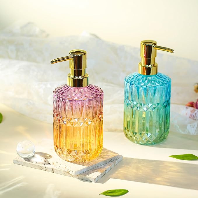 YunNasi Soap Dispenser with Pump Refillable | Liquid Hand Soap Dish Soap Dispensers for Bathroom Counter, Kitchen Sink, PurpleOrange