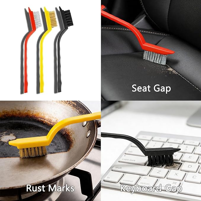 Crevice Cleaning Brush, Multi-Purpose Hard Bristle Brushes for Deep Cleaning Kitchen, Bathroom, Grout, Sink, Cup, Teapot, Bottle, Blender, Corners, Tight Spaces & More 12pcs