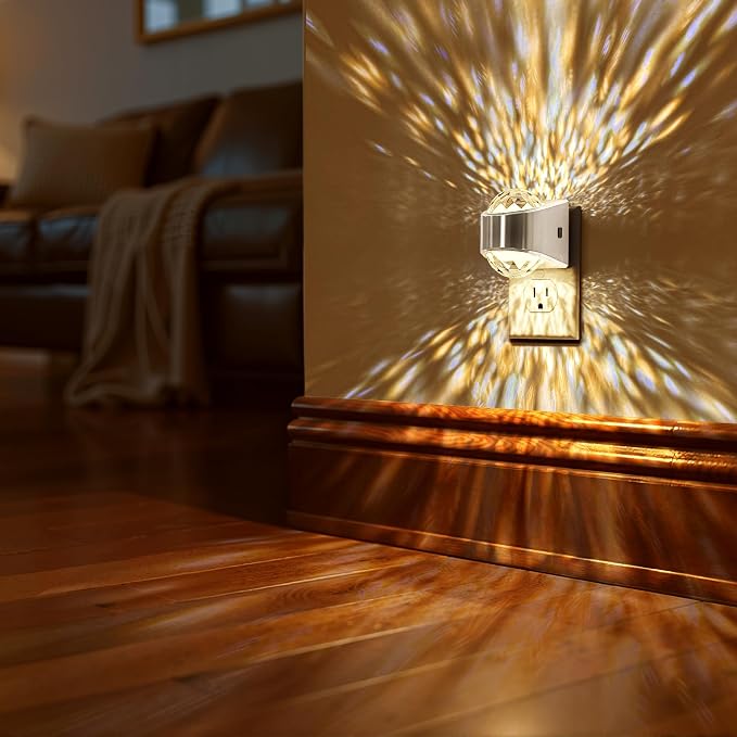 Night Light, Sliver Night Lights Plug into Wall LED Projector | Night Light, Soft White for Bedroom, Dimmable Brightness Dusk to Dawn Nightlight for Kids, Bathroom, Gaming Room, Home Decor