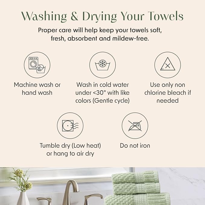 2 Pack Oversized Bath Towels 100% Cotton | Sage Towels | Oeko‑TEX Standard 100 | Soft & Absorbent, Quick‑Dry | Trinity Collection - Sage Green