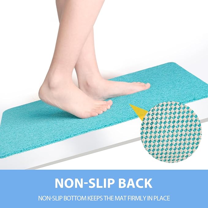 Hargiis Non-Slip Bathtub Mat, Anti Slip Shower Mat, Fast Drying Bathtub Mats, Foot Scrubber Mat, Anti Slip Mat for Tub, Floor, Bathroom, Kitchen, Home, Hotel (Turquoise Blue 40"×16")