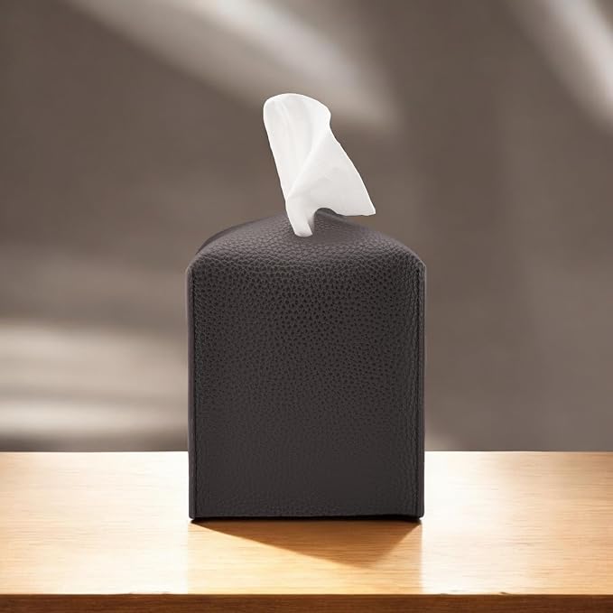 Premium PU Leather Tissue Box Holder - Elegant Hotel-Style Tissue Box Cover for Home, Office & Car Décor, Tissues Cube Organizer for a Natural & Classic Look (Espresso 2 Pack)