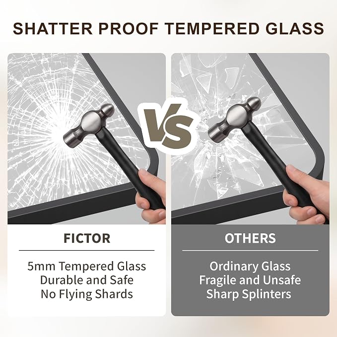 FICTOR Bathroom Mirror for Over Sink, 30"x60" Vanity Mirror for Wall, Black | Shatterproof Tempered Glass, Anti-Rust Frame, Vertical/Horizontal Mounting, Wall Mirror for Bedroom, Living Room, Entryway