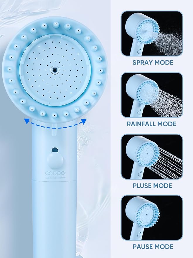 Filtered Shower Head with Handheld, Showerhead with Filters Blue | Cobbe Filtered Shower Head with Handheld Built-in Power Wash - Remove Chlorine - Reduces Dry Itchy Skin, Blue