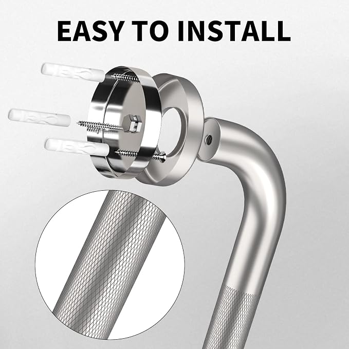 36 Inch Anti Slip Shower Grab Bar, Munzong Brushed Nickel Bathroom Grab Bar | 2 Pack Knurled Wall Bathroom Balance Bar Safety Hand Rail Support Handicap Elderly Injury Senior Assist Bath Handle