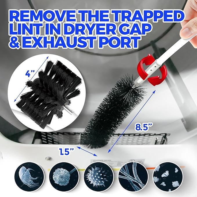 Holikme Dryer Vent Cleaner Kit - 25Ft Flexible Lint Brush for Deep Cleaning | Dryer Vent Cleaner Brush with Drill Attachment, Removes Years of Lint Buildup, Improves Airflow, Faster Drying & Fire Safety