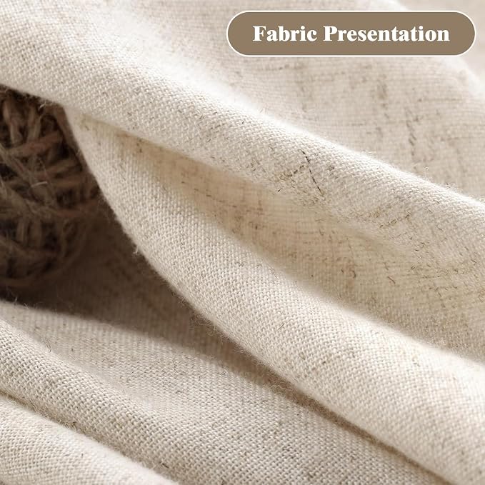 Farmhouse Shower Curtain Linen Button Beige Stripe 72" W x 72" L | Farmhouse Style, Chic Button, Striped, Linen Fabric, Rustic, Country, Natural Look, Washable, for Bathroom Bathtub