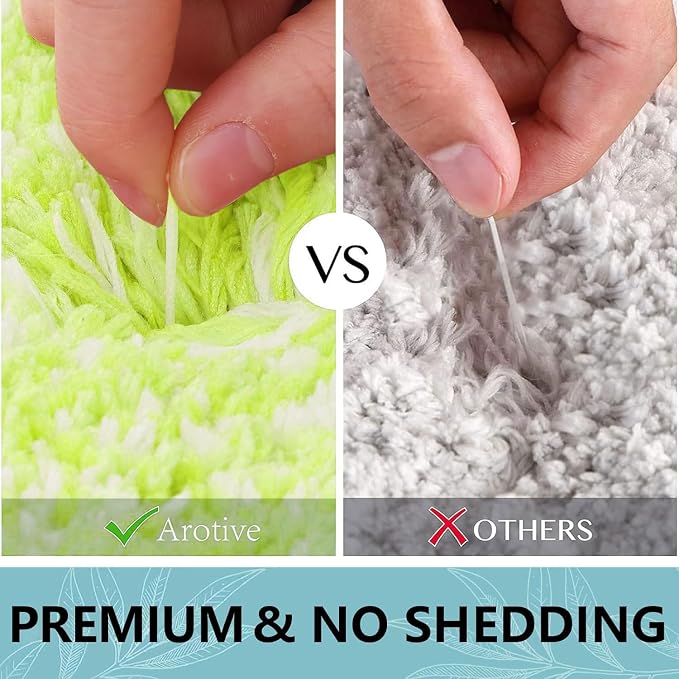 Arotive Microfiber Bathroom Rugs, Shaggy Soft Absorbent Bath Rug, 30x20 | LightGreen, Rubber Backing Thick Plush Machine Washable Dry Bath Mats for Bathroom, Tub and Shower, Rectangular