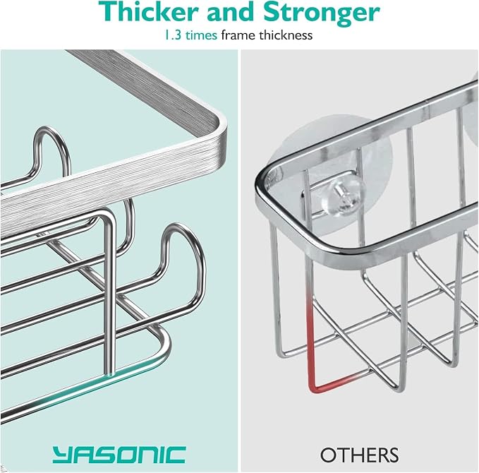 Corner Adhesive Shower Caddy, with Soap Holder and 12 Hooks, Rustproof Stainless Steel Bathroom Organizer, No Drilling Wall Mounted Rack, Brushed Silver, 3-Pack