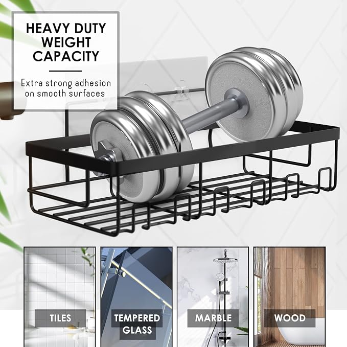Clara Clark Bathroom Accessories Set - 27PC Bathroom Set with Adhesive Corner Shower Caddy Hanging, Bathroom Sets with Shower Curtain and Rugs, Grey Shower Curtain Set with Bathroom Trash Can | 27 Piece Grey Bathroom Sets with Shower Curtain and Rugs w...