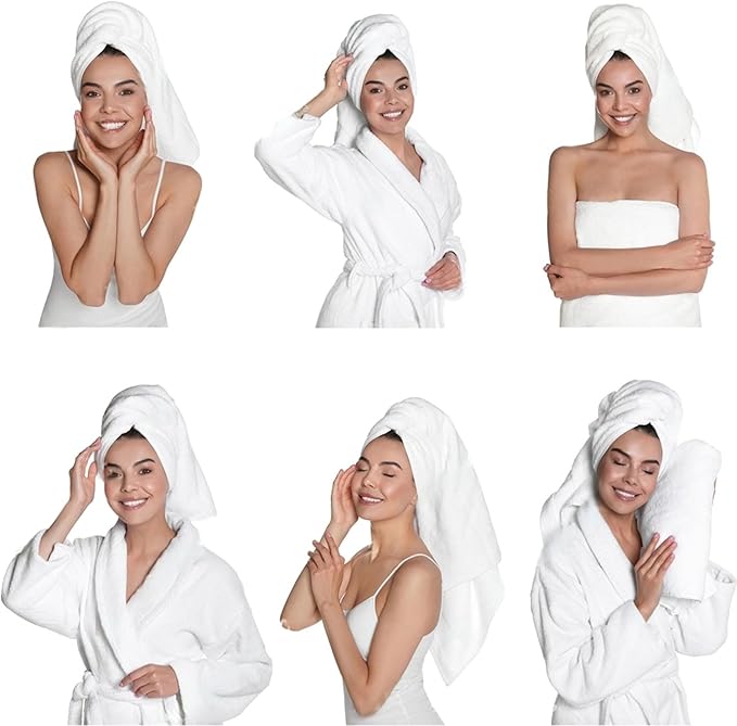 Premium Bath Towel Set (Pack of 16,27 x 54) 100% Ring-Spun Cotton Towels for Hotel, Spa, Soft and Absorbent (27 x 54, White - 16 Pcs)