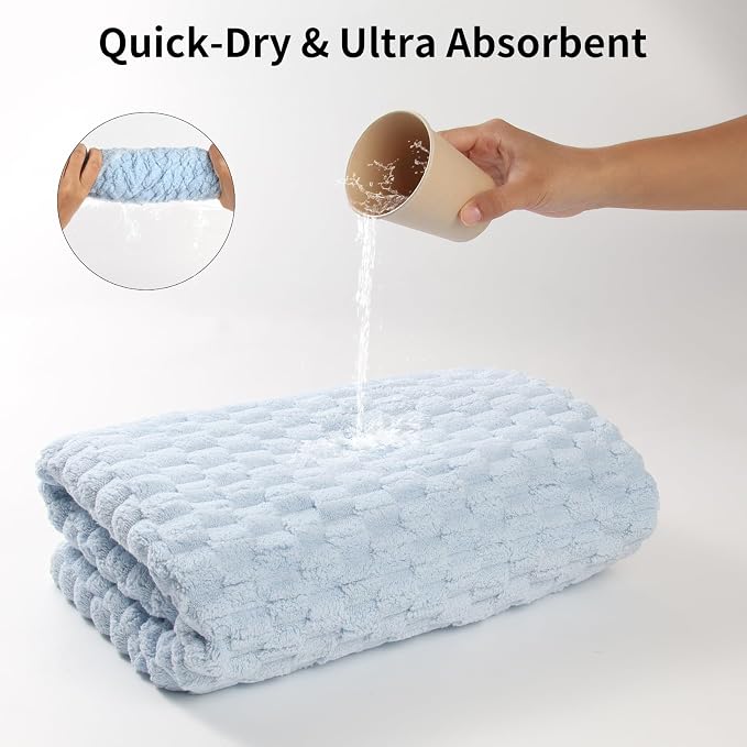 Bath Towel Large,55 x 27 Inches,Ultra Soft and Breathable Bathroom Towel, Lint-Free, Quick Dry,Skin-Friendly and Lightweight,Perfect for Bathroom, Shower, Gym and Beach (4, Blue)