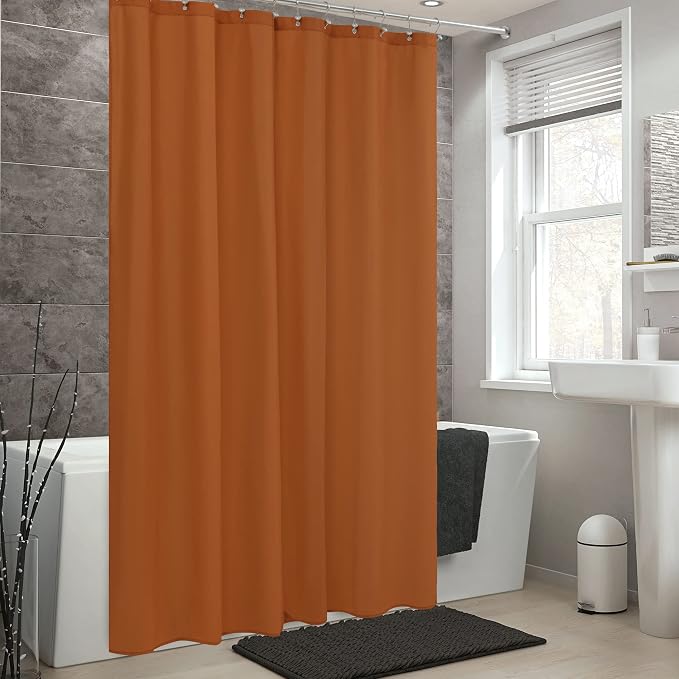 ALYVIA SPRING Stall Waterproof Fabric Shower Curtain or Liner Orange, 36x72 | 2 Magnets, Soft Cloth & Hotel Quality, Machine Washable, Light-Weight, Stall Size