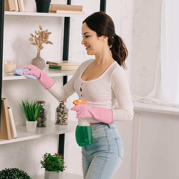 Latex Free Nitrile Cleaning Gloves, Medium, 3 Pairs | 12 Mil Thick, Reusable Gloves with Non-Slip Grip, Waterproof for Dishwashing, Kitchen, Bathroom & Household Cleaning
