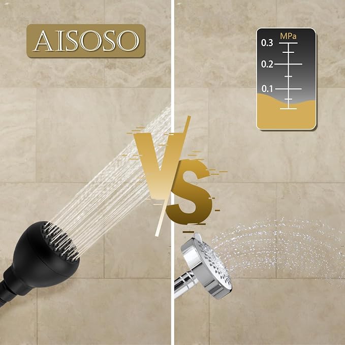 AISOSO High Pressure Shower Heads, Showerheads 3 Inches with 360 Rotation and Silicone Nozzles for Strong Spray Relaxing and Comfortable Shower, Matte Black