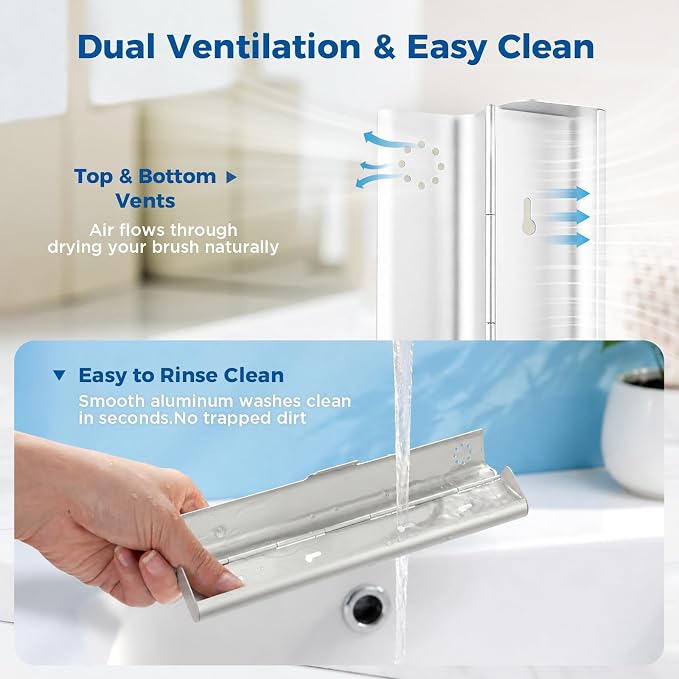 Toothbrush Travel Case Aluminum, Portable Toothbrush Holders Travel, Manual Toothbrush Case Container for Traveling, Bathroom, Camping, Business Trip-1Pack Silver