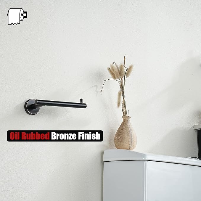 JQK Toilet Paper Holder Oil Rubbed Bronze, 5 Inch 304 Stainless Steel Thick 0.8mm Tissue Paper Dispenser for Bathroom, Hold Mega Rolls Wall Mount, TPH100-ORB