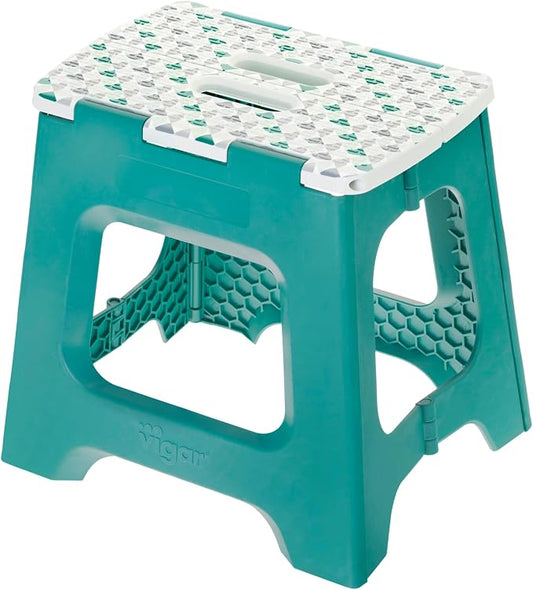 Vigar Compact Step Stool Foldable, 12-1/2-inch, Geometric | For Adults up to 330 Pound, Lightweight Stool, Non-Slip Folding Design, Compact Step Stool