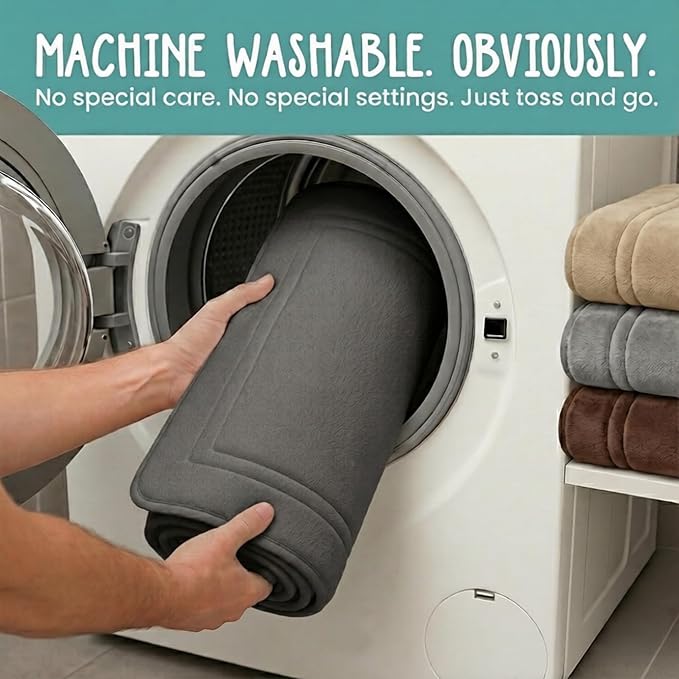 Memory Foam Bath Mat 59x23, Non Slip, Machine Washable, Quick Dry & Absorbent Rugs, Bath Mats for Bathroom Floor, Tub & Shower, Bathroom Rug, Charcoal Gray