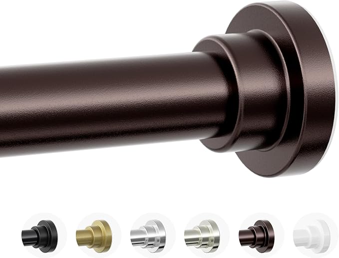 Mcrbeay Shower Curtain Rod, 1" Diameter Heavy Duty Tension Shower Rod | Adjustable 28-46 inch Non Slip No Drill Spring Tension Rod For Bathroom, Shower Stall, No Rust, Bronze
