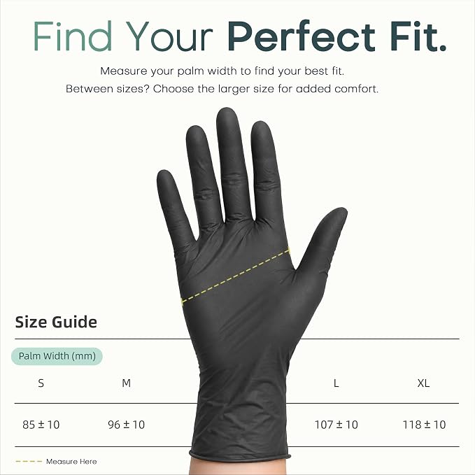 Black Nitrile Exam Gloves, 4 Mil, Powder-Free Food Prep Disposable | Soft+ • Powder-Free • Latex-Free • Medical • Examination • Cooking • Cleaning • Food Prep • Tattoo • Black • 100 Ct & 1000 Ct