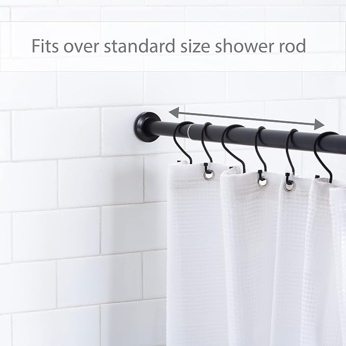 Bath Bliss 12 Pack S-Hook Shower Curtain Rings | Bathroom | Metal S Shaped Hooks | Easy Glide | Easy to Install | Hang Mugs, Pans, Towels | Matte Black