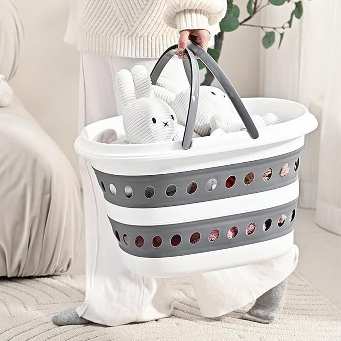 Compact Collapsible Laundry Basket, Small Size Pop-Up Hamper Perfect for Bedroom Side,Bathroom,Travel, Not for Large Families, Foldable with Handle, Measures 16 x 12.5 x 9.5 In, (Blue)